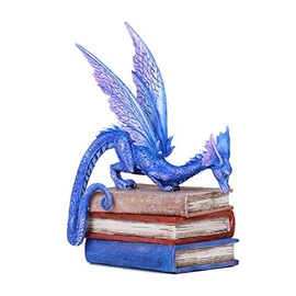 Pacific Giftware Amy Dragon Statue with 3 Books and Dragons - Brown/Purple