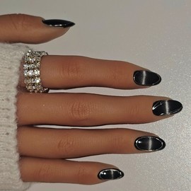 Black Barcode [Handmade Nail Tips] Emily Nail - Medium Square / 블랙바코드 [수제네일팁] 에밀리네일 - 미듐스퀘어