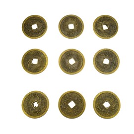 juanxian 9pcs Chinese Fortune Coins Feng Shui Dragon & Phoenix I Ching Coin + Gift Bag Y1057,Gold,1.7 in