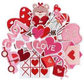WILDREEDS 12 Pieces Valentine's Day Iron on Patches, Embroidered Patch for Clothing, T-Shirt, Backpacks, Hats, Jeans, Jackets