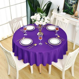 KAIPHO Purple Round Tablecloth Waterproof Stain Resistant Wrinkle Free Table Cloth 210GSM Polyester Washable Wipeable Table Cover for Party, Banquet, Wedding, Indoor and Outdoor use (48 inch, Circle)