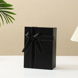 2 Pack Black Large Gift Box with Lid and Bow,Black Gift Packaging Box for Christmas Valentines Day Birthday Wedding Anniversary Festival（29x22x10.5cm）