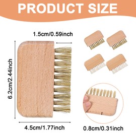 4 Pcs Nail Scrubber Pure Boar Bristles Nail Brush Natural Wood Fingernail Scrub Brush for Scrubbing Fingernail Toenail Hand Feet, Nails Cleaning Brush for Regular Manicure Nails Care Hygiene