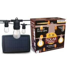NorbSOLAR 35FT Solar String Lights - Outdoor Weatherproof LED Lights, Cozy Candle-Like Warm Glow, Shatterproof Vintage Bulbs & Solar Powered Panel for Patio, Backyard, Deck, & Events, Energy-Efficient