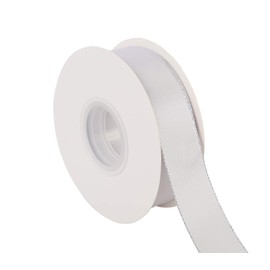ITIsparkle 25mm Width Double Faced Satin Ribbon 22 Meters with Silver Edges, 25mm X 25M - Shell Grey