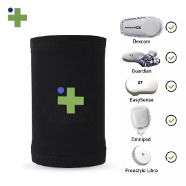 Curative Diagnostics Overt Sensor Armband - Fits All CGM Devices - Kids & Adults - Black Large B