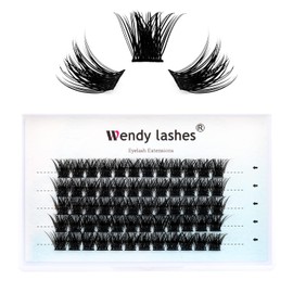 DIY Lash Clusters for Eyelash Extensions: Ultra-light, Natural, Fluffy, Manga, Wispy, Waterproof, Anime, Manga, Cat Eye, D Curl, 15mm Mixed, Wendy Lashes, 1226