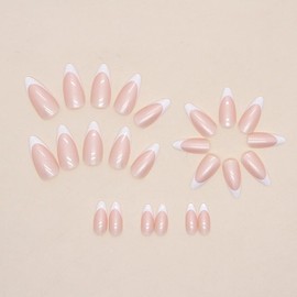 Press On Nails Short Long Almond Square Ballet Shape - Glue on Nails, Reusable False Nails for Women and Girls - 24PCS (Black Star Moon)
