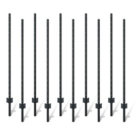 Black PVC Coated Metal Fence Posts for Wire Fence, Pack of 10, No-Dig U Post for Garden, Farm, Yard, and Other Outdoor Settings, Easy Installation (4.8FT)