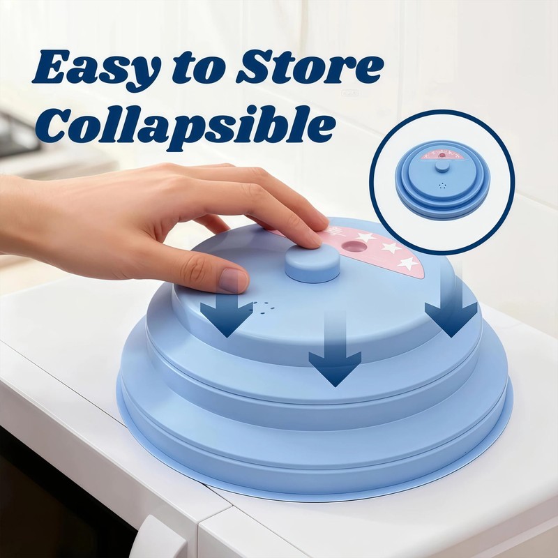 10 Inch Collapsible Silicone Microwave Splatter Cover with Water Steamer,