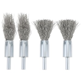 Create idea 4PCS De-Carb Brush Set 16x6mm Pointed and Flat Tip Stainless Steel Wire Brushes 0.3mm Wire for Carbon Deposit and Rust Removal
