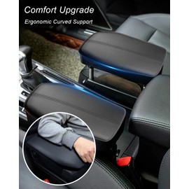 Qnbes Central Console Armrest Storage Lid Cover Fit for Toyota RAV4 2019 2020 2021 2022 2023, Black Leather Armrest Cover Replace 58920-42010-C0