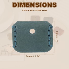 PATIKIL Leather Key Covers Caps, 3 Pack Head Key Sleeves Mini Key Tags Organizer for House Office House Apartment Keys, Blue