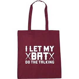 Hippowarehouse I let my bat do the talking baseball Tote Shopping Gym Beach Bag 42cm x38cm, 10 litres