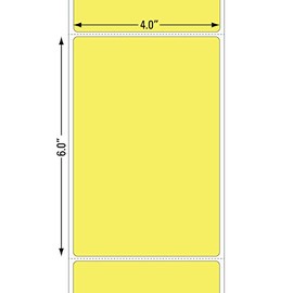 Yellow 4" x 6" Direct Thermal Shipping Labels, 1" Cores, 250 Labels Per Roll, Permanent Adhesive, Perforations Between Labels (20 Rolls)