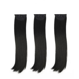 Long hair hairpiece 45cm 3p black long hair female partial wig (WFHFK8C) / 긴머리 헤어피스 45cm 3p 블랙 장발 여자 부분가발 (WFHFK8C)