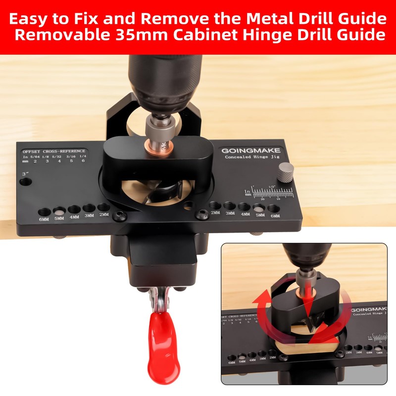 GOINGMAKE Metal Concealed Hinge Jig with Quick Clamp and Dust
