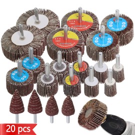 Flap Wheel Set 80 Grit (20PCS) Cone Shape Abrasive Sandpaper Lamellar Grinder Sanding Attachment by Gekufa for 6mm Shank Drill, Straight Grinder for Remove Rust/Weld Burr/Grinding