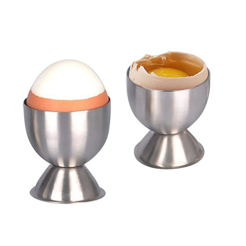 HugeDE 2 Pcs Stainless Steel Egg Cups Holders Egg Tray