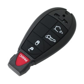 BROVACS Replacement Key Shell + Uncut Blank Emergency Operate Key Compatible with Jeep 5 Buttons Smart Keyless Entry Remote Key Case Fob 4 BTN + Panic PG753F