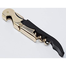 Gold and Black Soft Velvet Touch Waiters Double Hinge Corkscrew Wine Bottle Opener