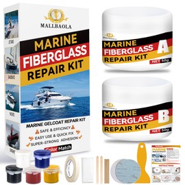 Marine Fiberglass Repair Kit for Boats, Gel Coat Repair Kit for Boats, Fiberglass Boat Repair kit, Epoxy Filler for Fiberglass Boats, Fiberglass Kit Fix Holes Chips Pits and Deep Cracks (Color Match)