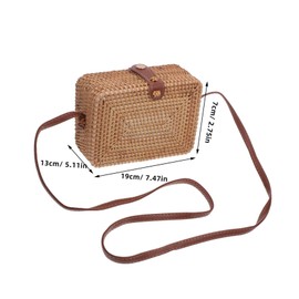 BESPORTBLE Woven Rattan Crossbody Bag for Women Square Rattan Purse with Shoulder Strap Versatile Bag for Makeup Daily Use and Fashionable Outings