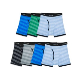 Fruit of the Loom boys (Assorted Colors) Boxer Briefs, Traditional Fly - 7 Pack Stripes, Medium US
