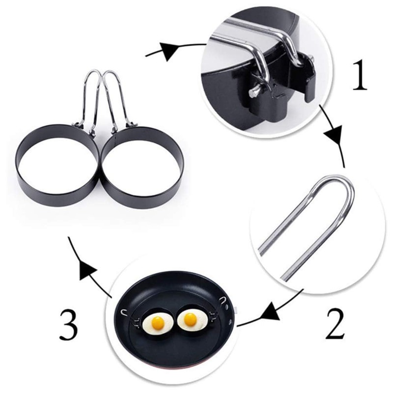 Egg Ring 2-Pack Stainless Steel Egg Rings with Anti-Scald Folding