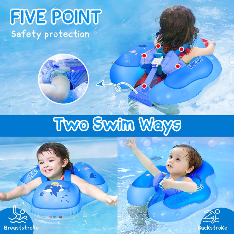 LAYCOL Baby Swimming Float with UPF50+ Sun Canopy Baby Floats