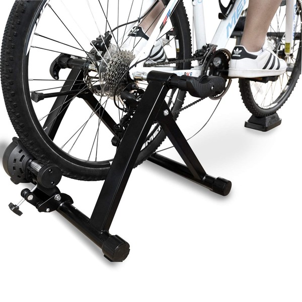 Signature Fitness Bike Trainer Stand Steel Bicycle Exercise Magnetic Stand with Front Wheel Riser Block