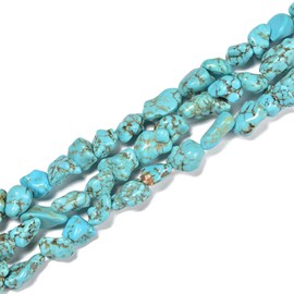 JM Design Blue Turquoise Nugget Chunk Beads Size 10-12mm 15.5'' Strand for Jewelry Making