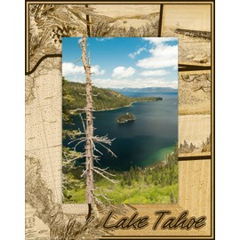 Saddle Mountain Souvenir Lake Tahoe Engraved Wood Picture Frame Portrait (5 x 7)