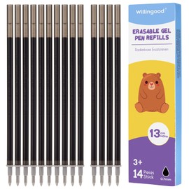 Willingood Willingood 14x Radierbarer Ersatzminen Schwarz - Kompatibel Mit Legami - Einfach zu radieren - Stiftspitze 0,7mm,Höhe 13 cm