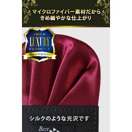 [Best Item] Pocket Square with One Touch Holder, 1 Piece, 2-piece Set, 3-piece Set, Men's, Parties, Weddings, Satin, CH_02, 12_Wine red