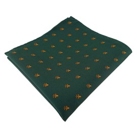 TigerTie Designer Pocket Square with Lilies Pattern - Pocket Square Size 30 x 30 cm, Green bronze