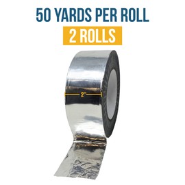 Reli. Aluminum Tape | 2 Rolls | 2" x 50 Yards Per Roll (100 Yards Total) | Aluminum Foil Tape 2 Inch Wide | Foil Adhesive Tape for Metal Repair, HVAC, Sealing & Patching Air Ducts/Duct Work | Silver