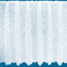 Sabrina All Over Floral Pattern White Net Curtain - Sold By The Metre (Drop 153cm (60"))