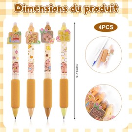 Kawaii Capybara Erasable Ballpoint Pen 0.5mm Erasable Gel Ink Retractable and Ergonomic for Adults Kids Office School Supplies 4 Pack