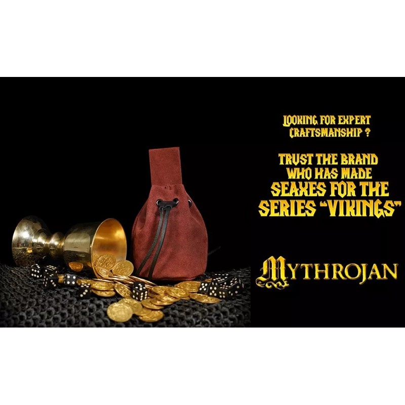 Mythrojan Medieval Drawstring Pouch Suede Leather Belt Pouch Cosplay Accessory