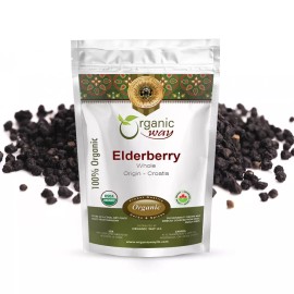 Organic Way Dried Elderberry Whole - Organic, Kosher & USDA Certified - 1/4 LBS