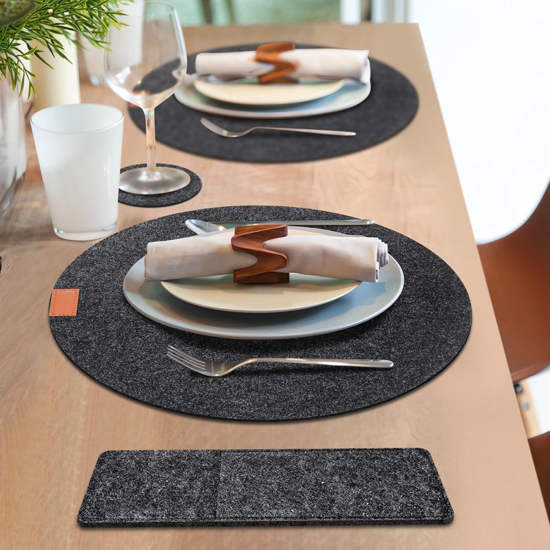 Tischset aus Filz 18er Set, 6 Tischsets Abwaschbar Platzsets rutschfest