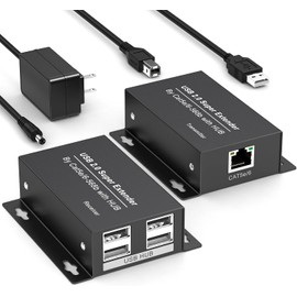 USB Extender Over Ethernet USB 2.0 HUB RJ45 Cat5e/6, 196ft/60m, up to 480Mbps Transfer Rate No Driver Required Supports POC Power Supply, Supports Connecting Keyboard Mouse U Disk Printer etc.