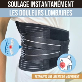 Lendenwirbelstütze, verstellbar, für Herren und Damen, zur Rückenentlastung | ideal für Arbeit oder Sport | 4 Federn, Größe S bis XL | perfekt für Ischias Lumbago Haltung