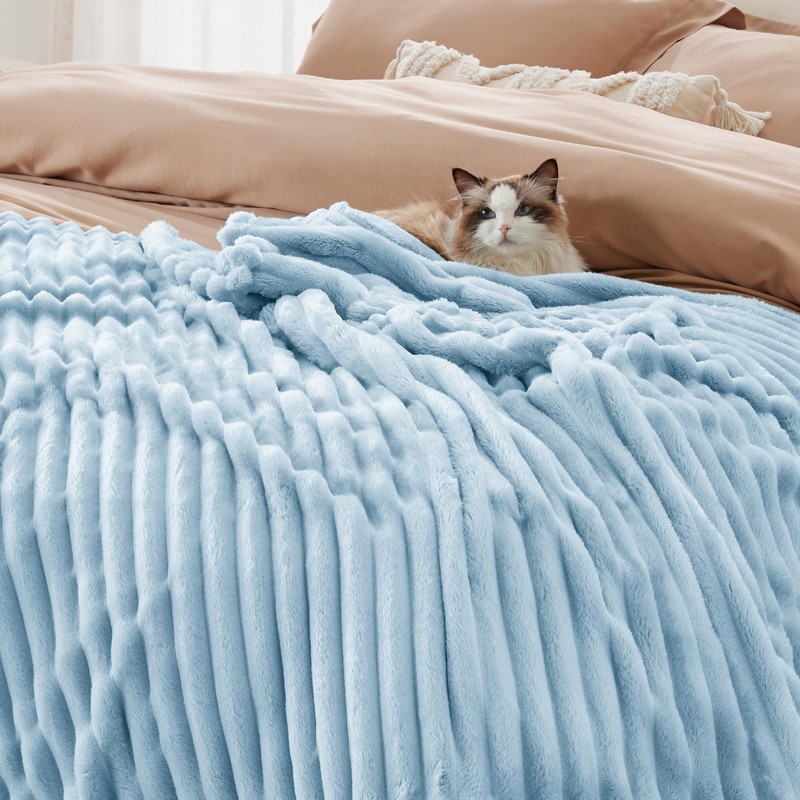 Bedsure Super Soft Blue Throw Blanket - Fuzzy Bed Blankets