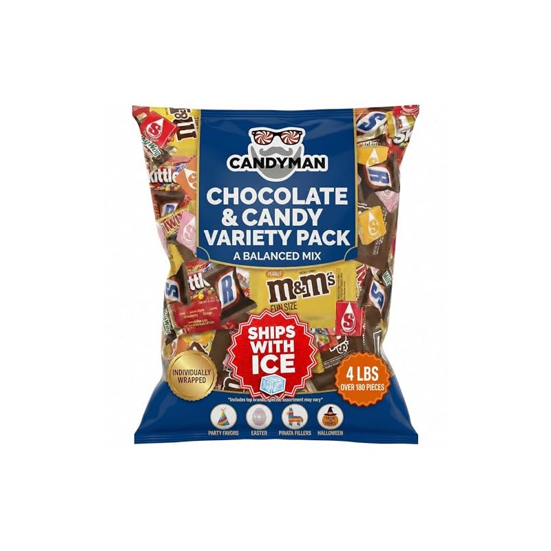 CANDYMAN Bulk Candy Variety Pack, 4 Pound Assorted Chocolate Candy