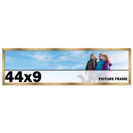 CountryArtHouse 44x9 Frame Gold Bronze Modern Solid Wood Picture Frame | 0.75 Inch Moulding Width | Includes UV Acrylic Plexiglass, Acid Free Foam Backing Board and Hanging Hardware