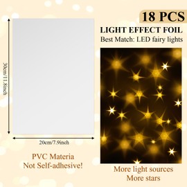 Blulu 18 Sheets 3D Star Effect Film 30 x 20 cm Hologram Film Star Effect Film PVC Star Film Light Effect Film for Crafts Lanterns Lanterns with Star Effect Window Film for Decoration DIY