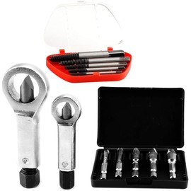 CYSFETENA 12 PCS Universal Nut Splitter Set, Metal Hss4241 Nut Splitter Tool, Broken Bolt Remover with Plastic Case for Removing Stubborn Screws, Broken or Damaged Bits, Studs