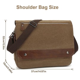 13-Inch Durable Shoulder Bag - Small Messenger Bag Water Resistant Vintage Satchel Bag For Travel And Work(Coffee)